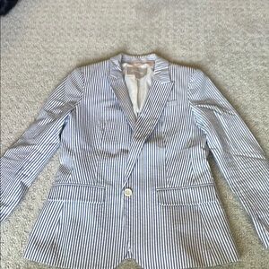 Banana Republic Navy and White Striped Blazer